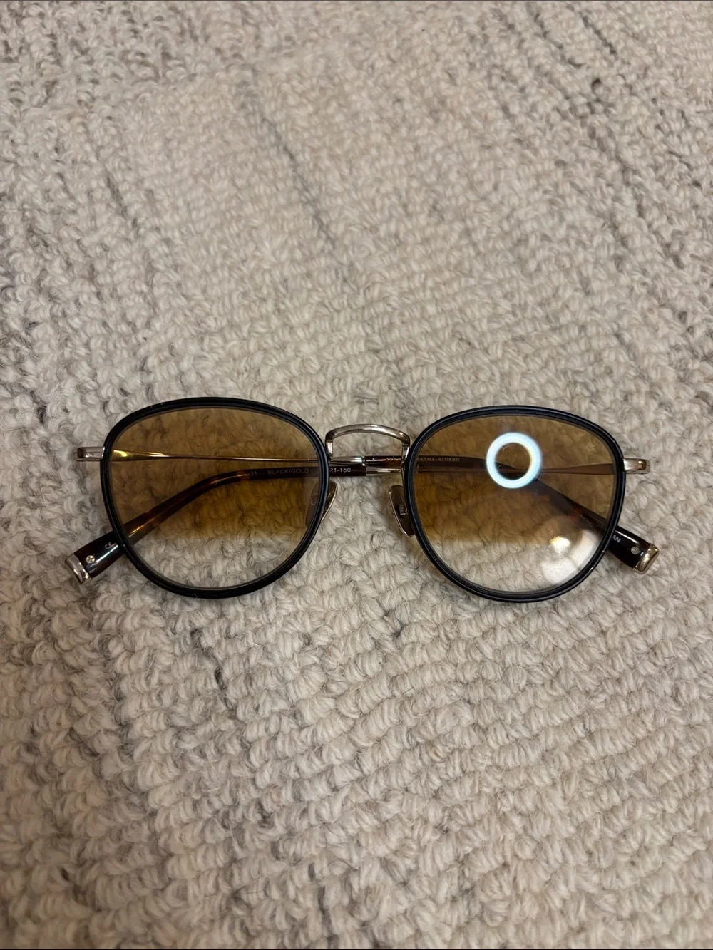 John Varvatos Black Round Sunglasses Brown Gradient Lenses